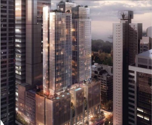 Two proposed towers above the Pitt Street Metro Station