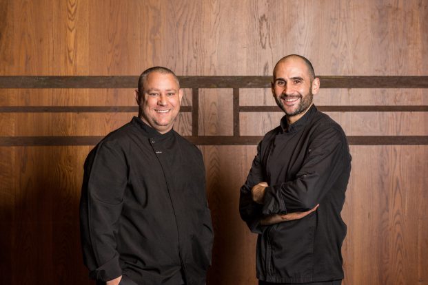From left, Momento Hospitality Group Executive Chef, Sam Youngs and Sarino’s Executive Head Chef, Joe Cavallo