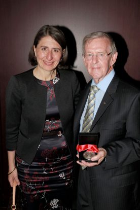 NSW Premier Gladys Berejiklian and Hall Of Fame inductee Bevan Douglas