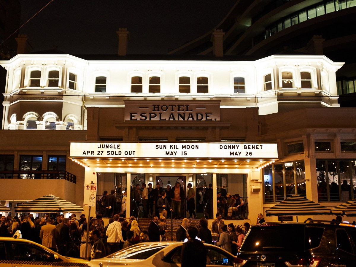 Hotel Esplanade lit up at night