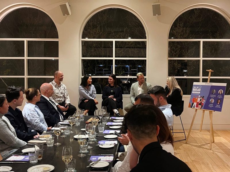 Panel and guests at SevenRooms' Pass The Bread networking event