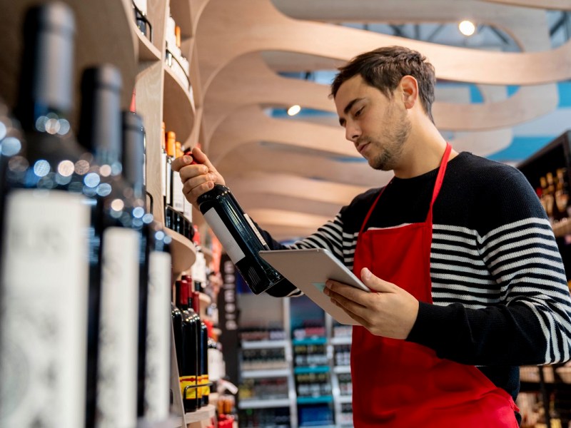 Wine retailer with tablet