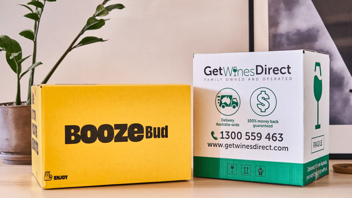 BoozeBud and Get Wines Direct boxes side by side