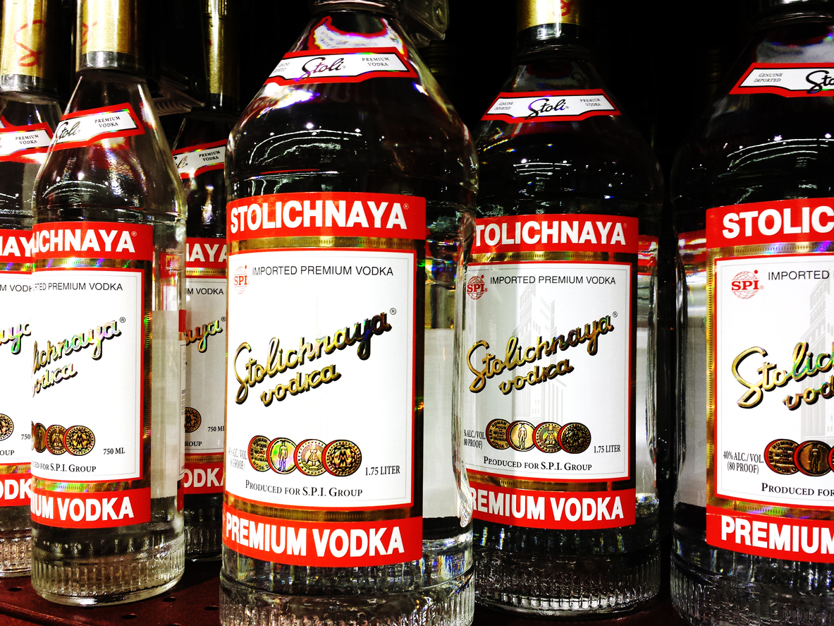 Bottles of Stolichnaya Vodka, now to be known as Stoli
