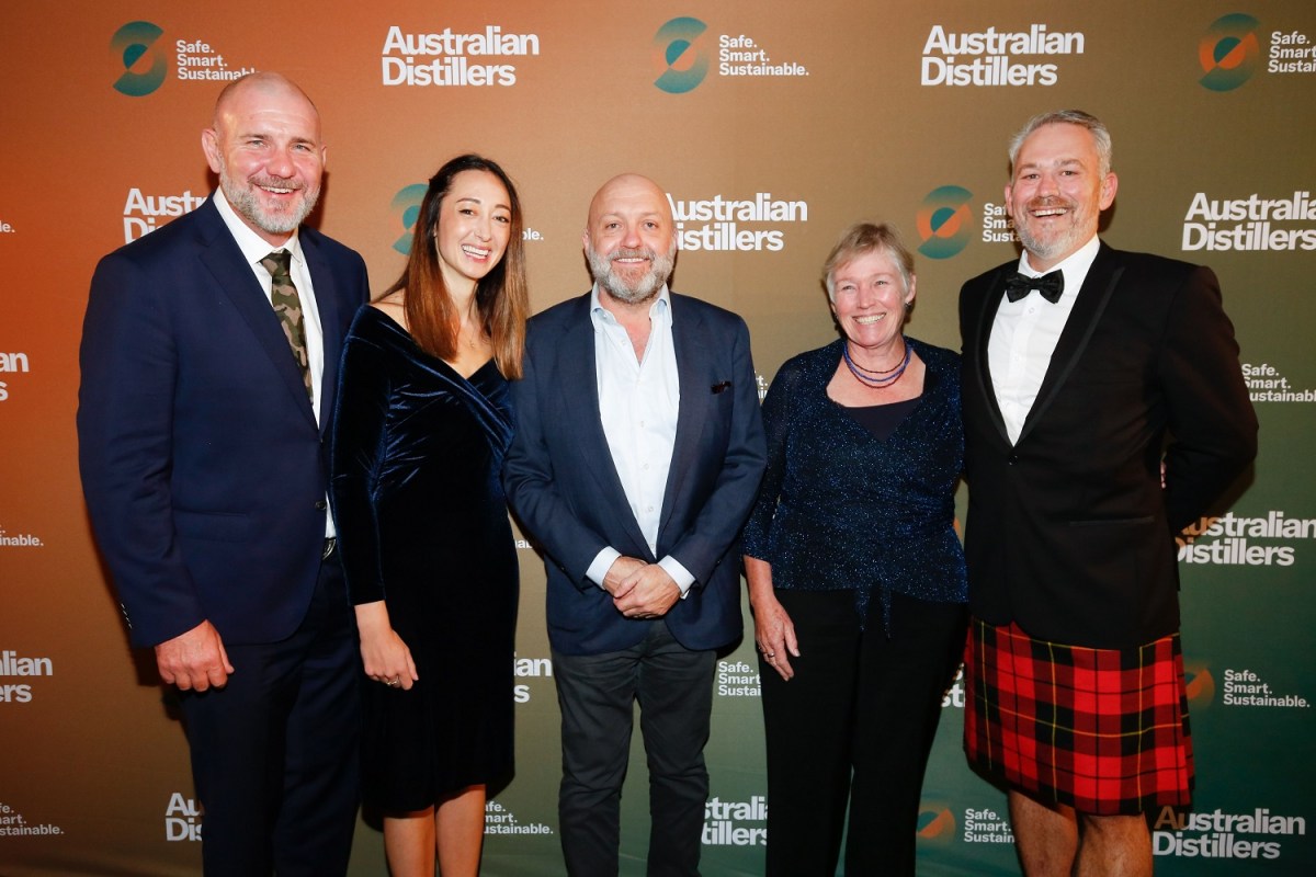 Australian Distillers CEO Paul McLeay, with President Holly Klintworth. plus Stu Gregor, Lyn Lark and Cameron Syme